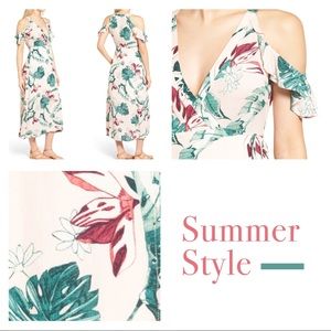 🌺 LUSH Floral Colder Shoulder Midi Dress 🌺